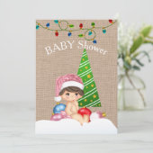 Christmas Baby shower Invitation Girl Kaart (Staand voorkant)