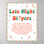 Christmas Baby Shower Late Night Diapers Poster (Voorkant)