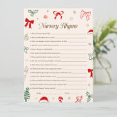Christmas Baby Shower Nursery Rhyme Game Printable Kaart (Staand voorkant)