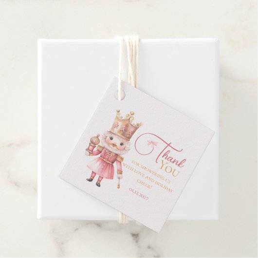Christmas Baby Shower Pink Nutcracker Thank You Bedankjes Labels (In situ)