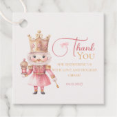 Christmas Baby Shower Pink Nutcracker Thank You Bedankjes Labels (Voorkant)