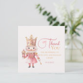 Christmas Baby Shower Pink Nutcracker Thank You Bedankkaart (Staand voorkant)