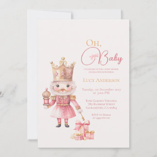 Christmas Baby Shower Pink Nutcracker Watercolor  Kaart