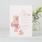Christmas Baby Shower Pink Nutcracker Watercolor  Kaart (Staand voorkant)