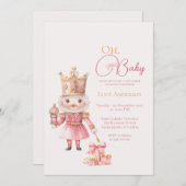 Christmas Baby Shower Pink Nutcracker Watercolor  Kaart (Voorkant / Achterkant)