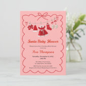 Christmas Baby Shower | Santa Clothes Red & White Kaart (Staand voorkant)