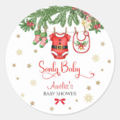 Christmas Baby Shower Sticker | Santa Baby Holiday (Voorkant)