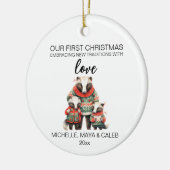 Christmas Badger Family of Three Keramisch Ornament (Links)
