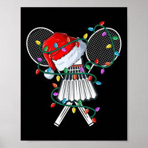 Christmas Badminton Xmas Santa Sports Pet Mannen W Poster