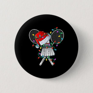 Christmas Badminton Xmas Santa Sports Pet Mannen W Ronde Button 5,7 Cm