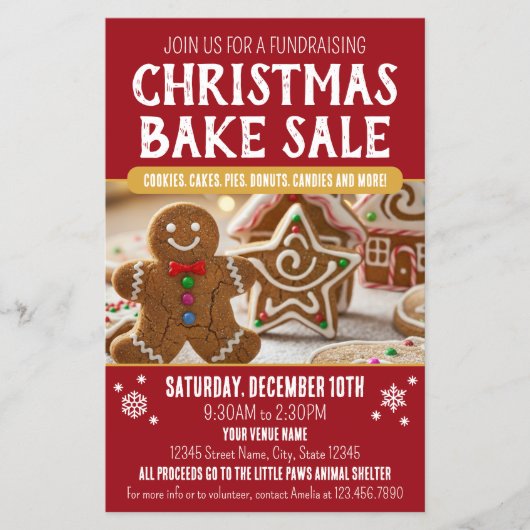 Christmas Bake Sale Photo Festive Holiday Deep Red Flyer (Voorkant)