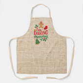 Christmas Baking Memories beige jute Schort (Voorkant)