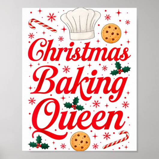 Christmas Baking Queen Funny Xmas Cookie Lover Wom Poster (Voorkant)