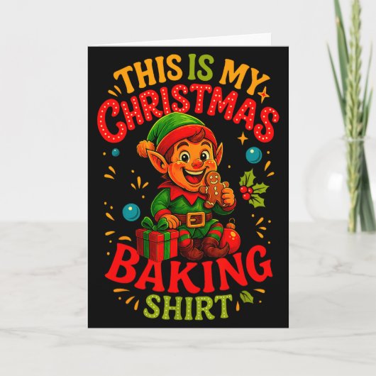 Christmas Baking Shirt Cute Elf Gingerbread Pastry Kaart (Voorkant)
