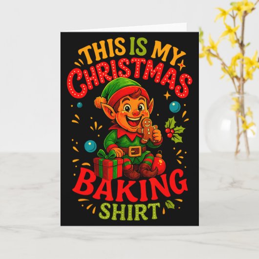 Christmas Baking Shirt Cute Elf Gingerbread Pastry Kaart (Gele Bloem)