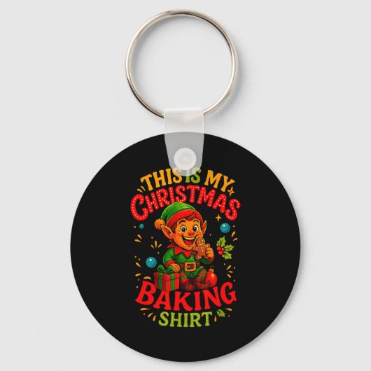 Christmas Baking Shirt Cute Elf Gingerbread Pastry Sleutelhanger (Voorkant)
