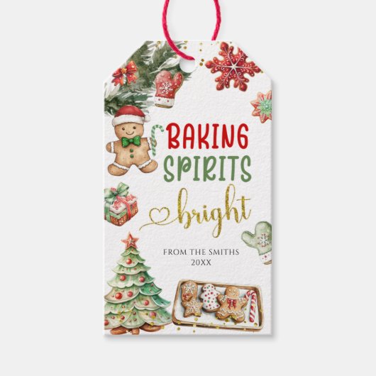 Christmas Baking Spirits Bright Holiday Gift Label Cadeaulabel (Voorkant)