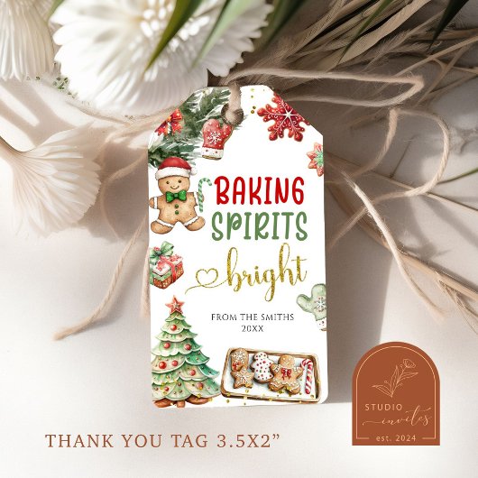 Christmas Baking Spirits Bright Holiday Gift Label Cadeaulabel