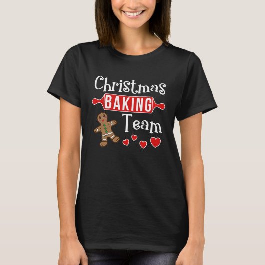 Christmas baking team gingerbread holiday hearts b t-shirt (Voorkant)