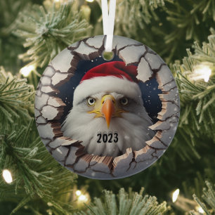 Christmas Bald Eagle Glas Ornament
