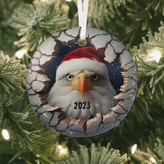 Christmas Bald Eagle Glas Ornament (Insitu)