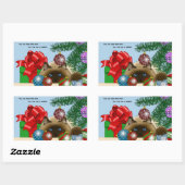 Christmas Ball Cat Rechthoekige Sticker (Vel)