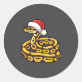 Christmas Ball Python Ugly Xmas Sweater Snake Love Ronde Sticker (Voorkant)