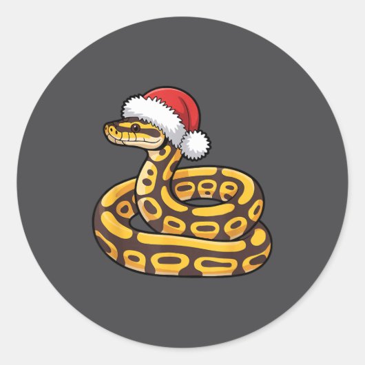 Christmas Ball Python Ugly Xmas Sweater Snake Love Ronde Sticker (Voorkant)
