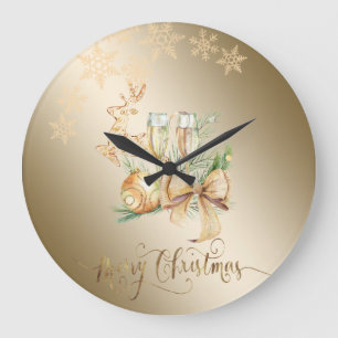 Christmas Ball,Reindeer,Wine Glass ,Snowflakes  Grote Klok