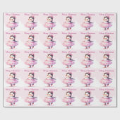 Christmas Ballerina Penguin Pink Cadeaupapier (Vlak)