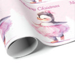 Christmas Ballerina Penguin Pink Cadeaupapier<br><div class="desc">Een schattig kerstballerina pinguïn cadeau Verpakkingspapier met een schattig ontwerp van een cartoon baby pinguïn Ballerina in een roze tutu met een bleke roze en witte besneeuwde achtergrond. De Groet " Vrolijk Kerstfeest kan worden gewijzigd als dat nodig is. wijzig de groet of voeg een naam toe om dit een...</div>