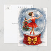 Christmas Ballerina Snow Globe Postcard Feestdagenkaart (Voorkant / Achterkant)
