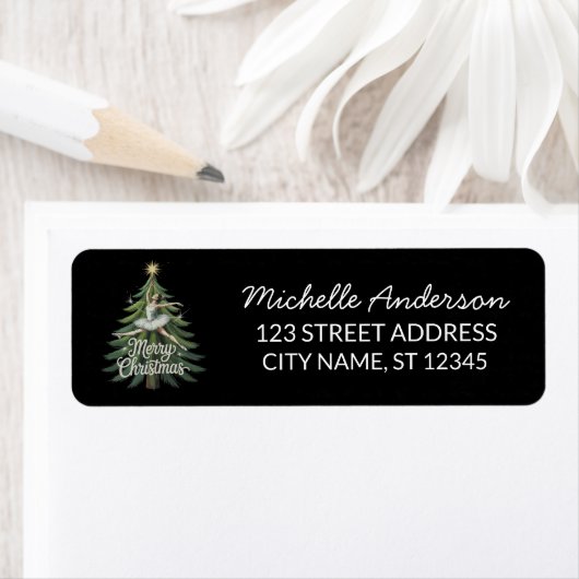 Christmas ballet Ballerina dancer Return Address  Etiket (Insitu)