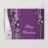 Christmas Balls And Ribbons Purple Silver Postcard Feestdagenkaart (Voorkant)