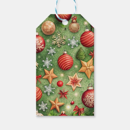 CHRISTMAS BALLS STARS SNOWFLAKES CADEAULABEL (Voorkant)