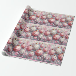 Christmas Balls Whimsical Swirls Pink Decoupage Cadeaupapier