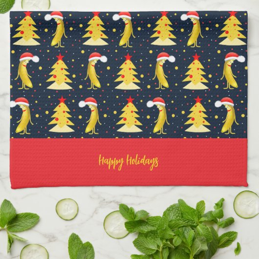 Christmas banana pattern theedoek (Gevouwen)