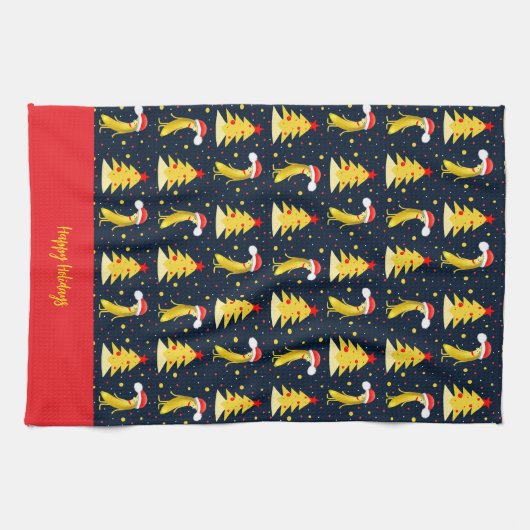 Christmas banana pattern theedoek (Horizontaal)