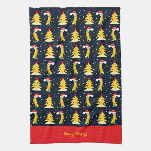 Christmas banana pattern theedoek (Verticaal)