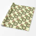 CHRISTMAS BANJO MET MISTLETOES EN HOLLY BERRIES CADEAUPAPIER<br><div class="desc">Elegant ornamental  muziekinstrument met bloemkroon.</div>