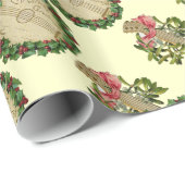 CHRISTMAS BANJO MET MISTLETOES EN HOLLY BERRIES CADEAUPAPIER (Rol Hoek)
