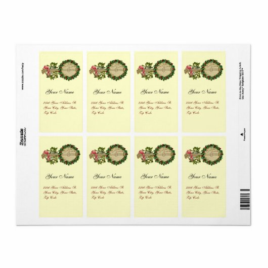 CHRISTMAS BANJO MET MISTLETOES EN HOLLY BERRIES ETIKET (Full Sheet)