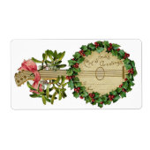 CHRISTMAS BANJO MET MISTLETOES EN HOLLY BERRIES ETIKET (Voorkant)