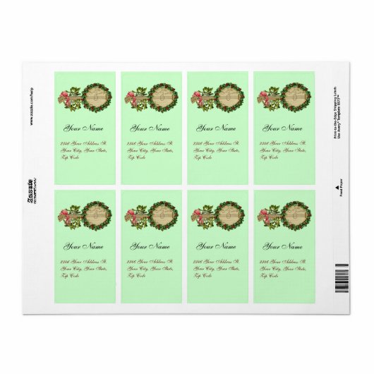 CHRISTMAS BANJO MET MISTLETOES EN HOLLY BERRIES ETIKET (Full Sheet)