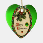 CHRISTMAS BANJO MET MISTLETOES EN HOLLY BERRIES KERAMISCH ORNAMENT (Rechts)