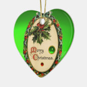 CHRISTMAS BANJO MET MISTLETOES EN HOLLY BERRIES KERAMISCH ORNAMENT (Links)