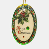 CHRISTMAS BANJO MET MISTLETOES EN HOLLY BERRIES KERAMISCH ORNAMENT (Links)
