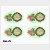 CHRISTMAS BANJO MET MISTLETOES EN HOLLY BERRIES OVALE STICKER (Vel)