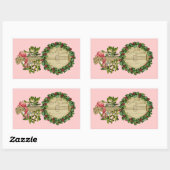 CHRISTMAS BANJO MET MISTLETOES EN HOLLY BERRIES RECHTHOEKIGE STICKER (Vel)