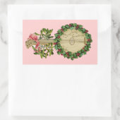 CHRISTMAS BANJO MET MISTLETOES EN HOLLY BERRIES RECHTHOEKIGE STICKER (Tas)